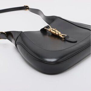 Gucci Jackie 1961 Small Shoulder Bag Black Leather Gold Hardware Authentic